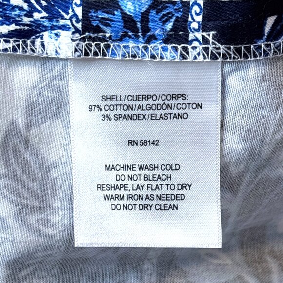 Boho Blue Floral Border Print Shift Dress Size 6 Sleeveless Summer Mediterranean - Picture 16 of 16